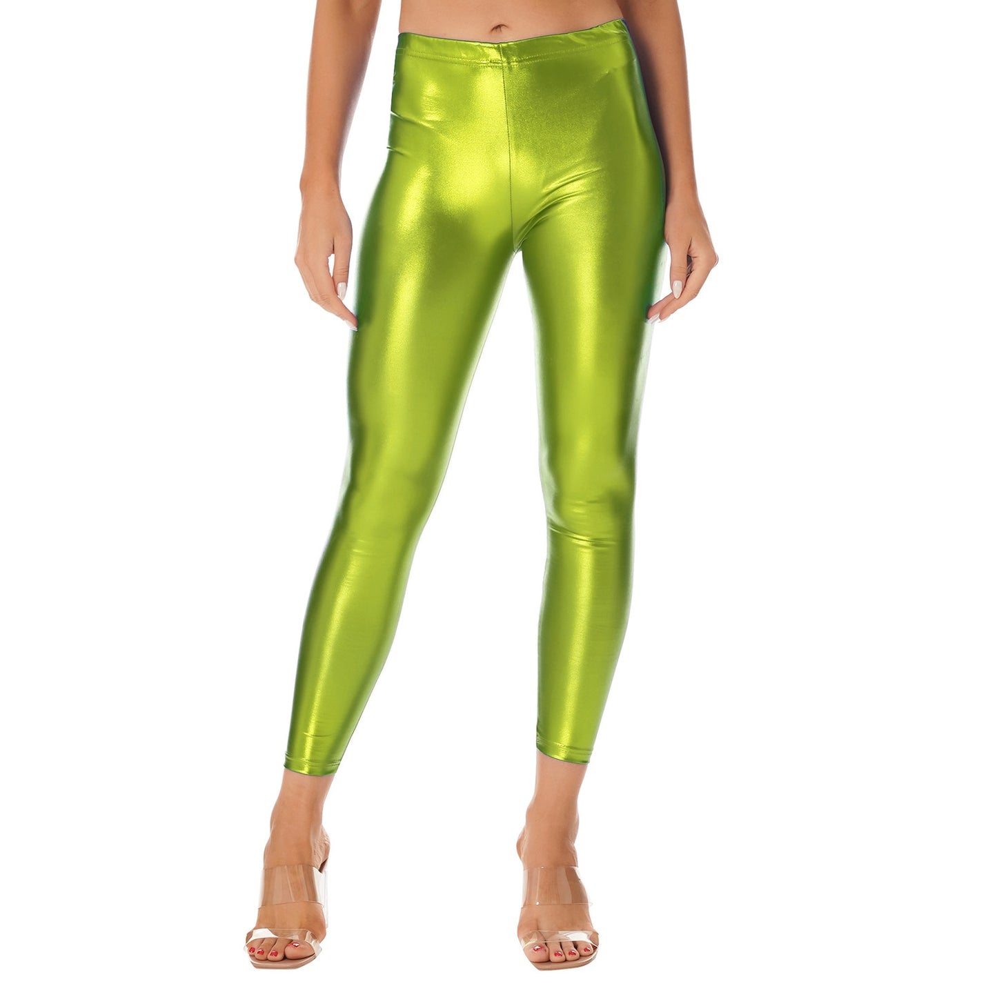 Women's Shiny Metallic Faux Leather Leggings