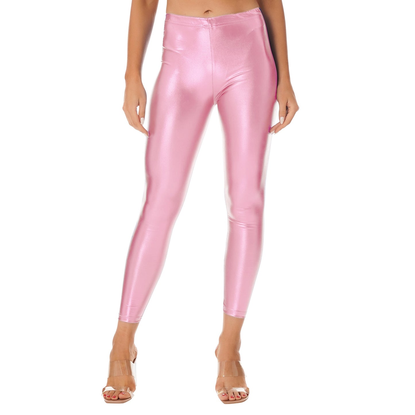 Women's Shiny Metallic Faux Leather Leggings