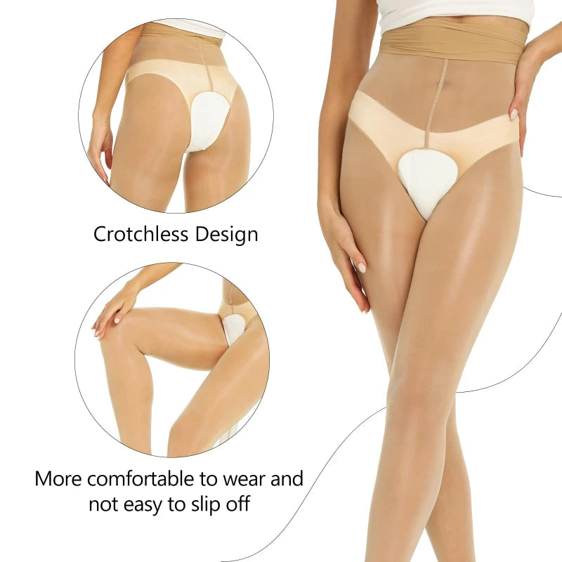 Smooth Shiny Open Closed Crotch Pantyhose 4Pairs