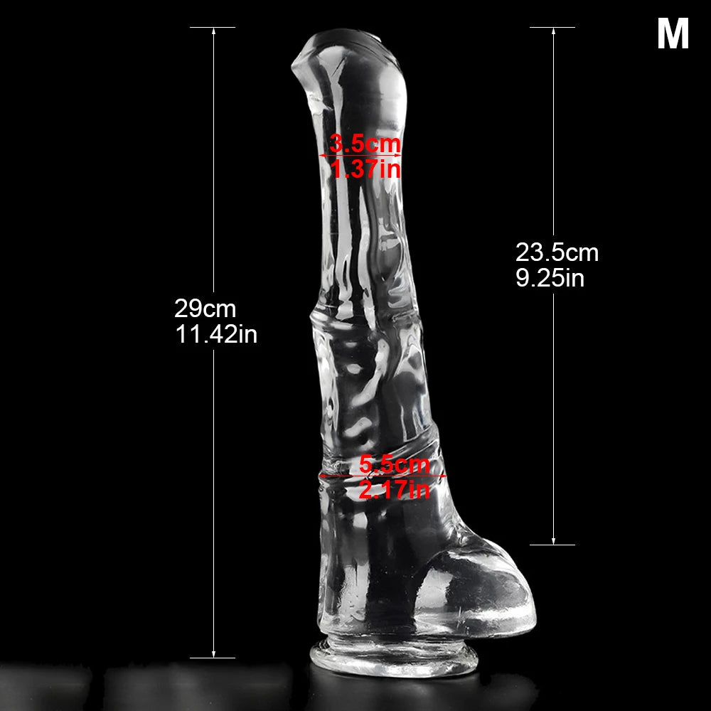 Big Transparent Horse Dildo With Suction Cup 24-40cm