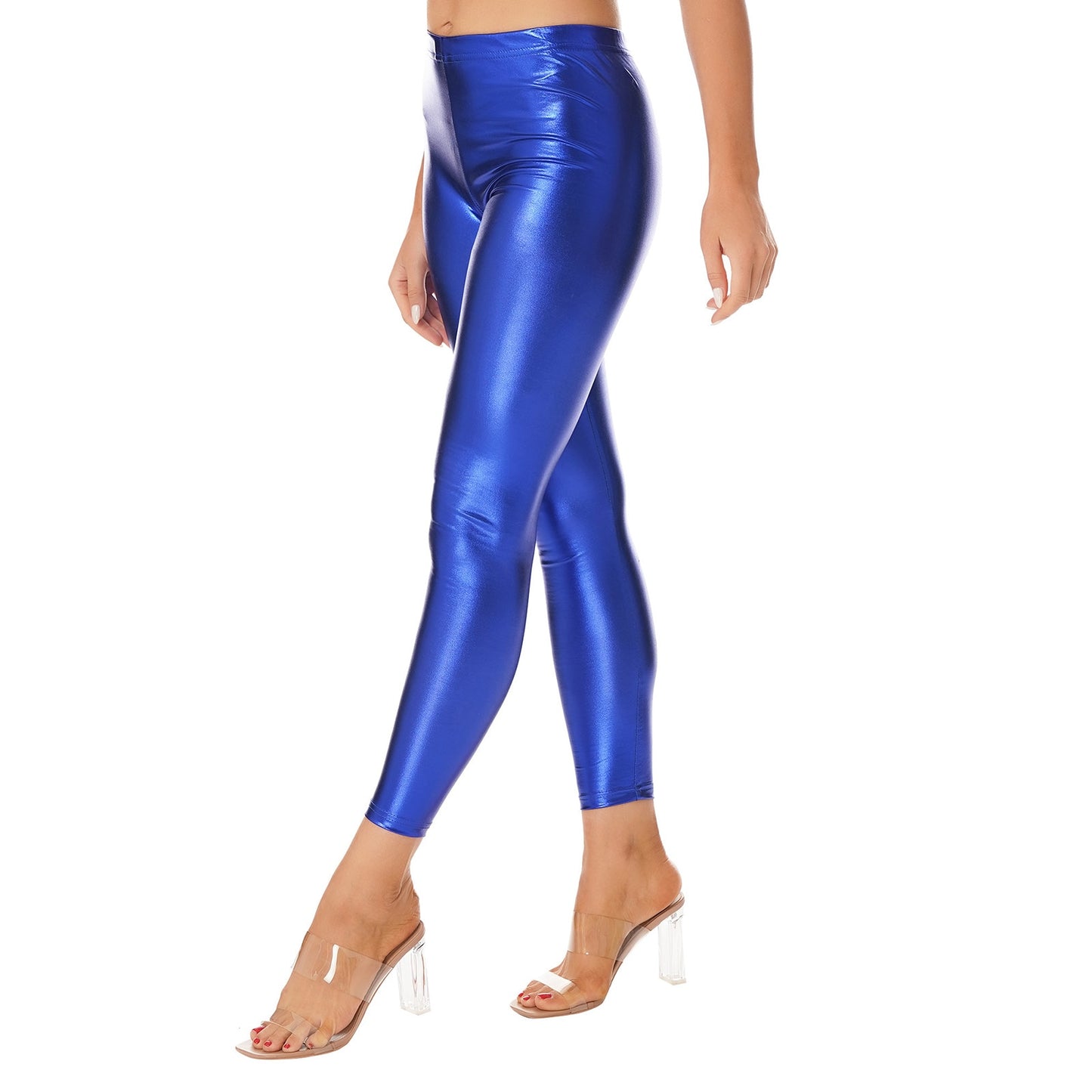 Women's Shiny Metallic Faux Leather Leggings