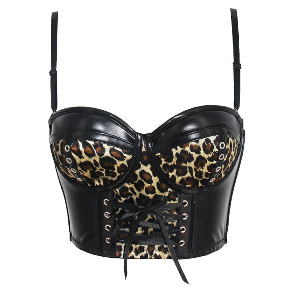 Overbust Leopard Leather Fiona Corset