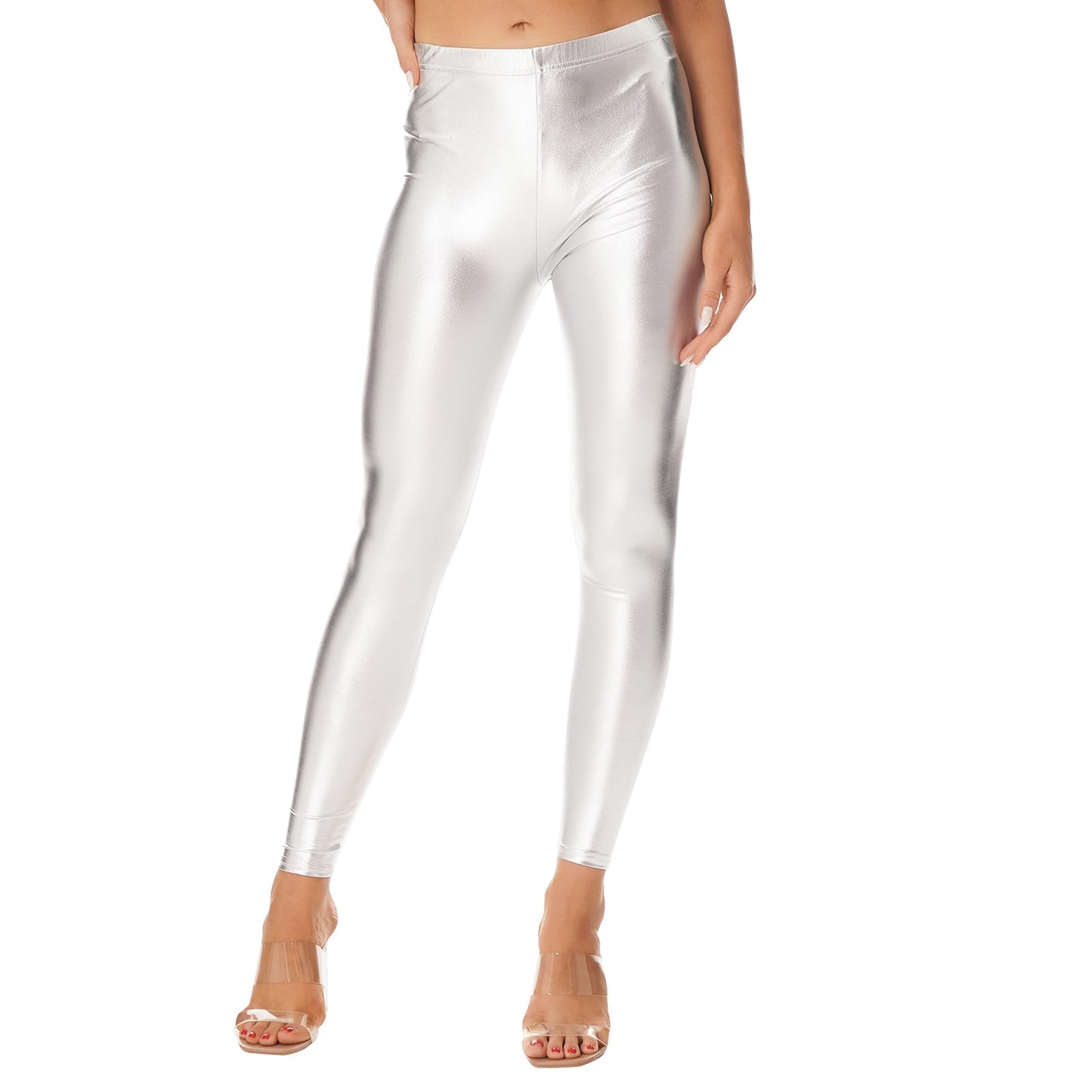 Women's Shiny Metallic Faux Leather Leggings