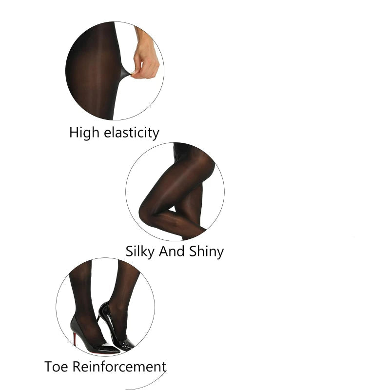 Smooth Shiny Open Closed Crotch Pantyhose 4Pairs