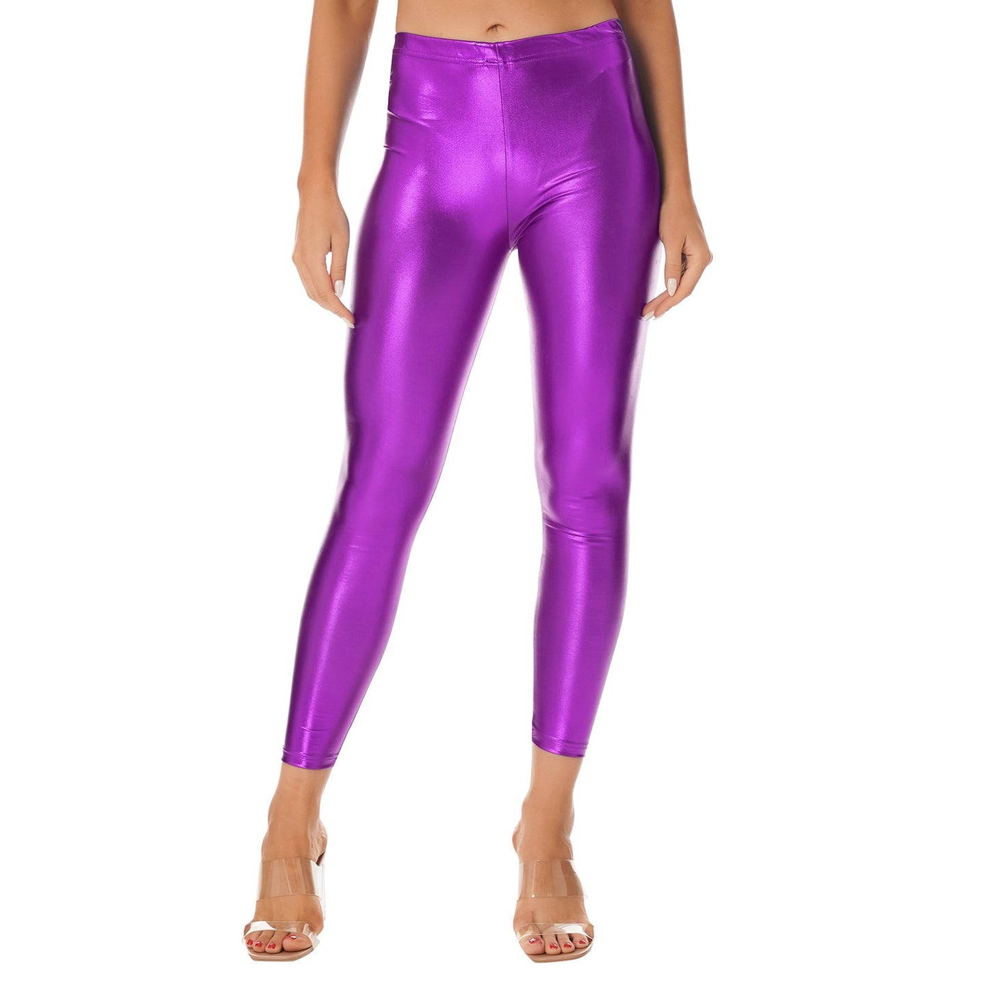 Women's Shiny Metallic Faux Leather Leggings