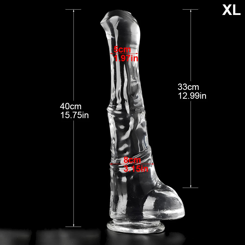 Big Transparent Horse Dildo With Suction Cup 24-40cm