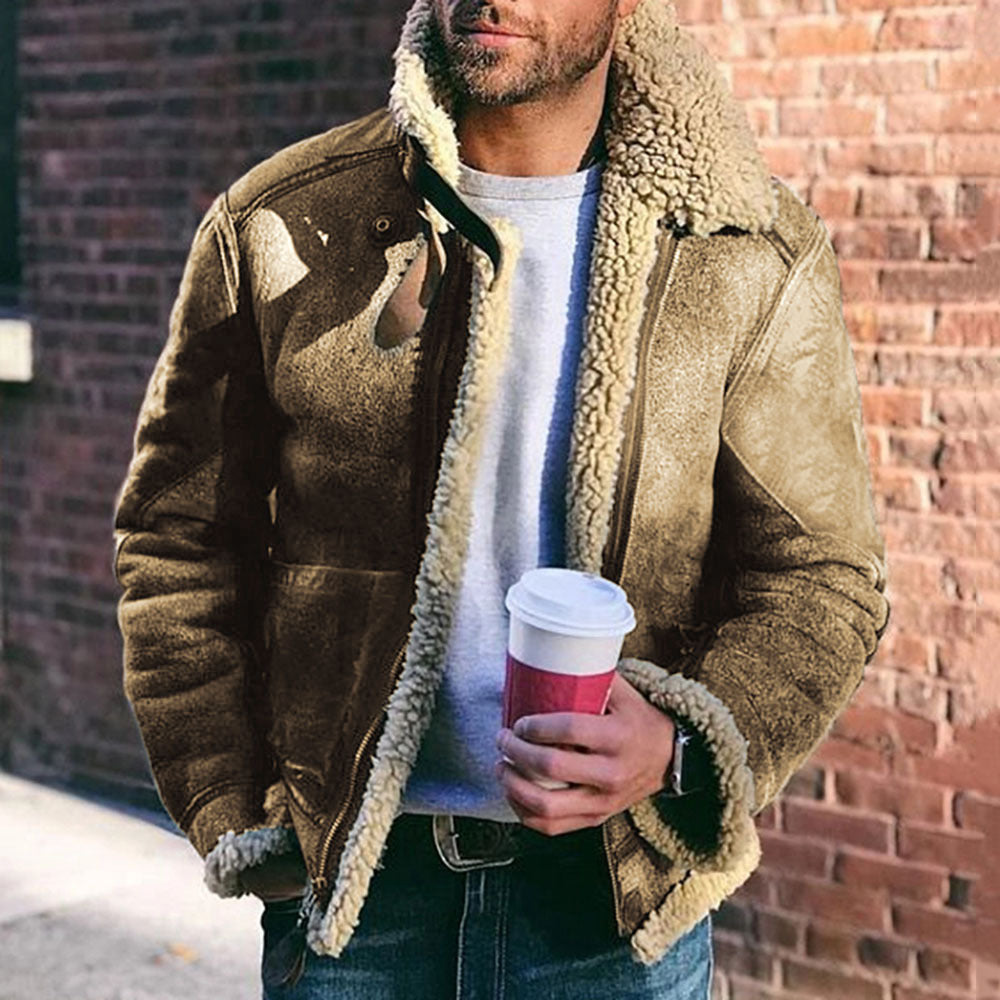 Faux Leather Men's Winter Warm Jacket - 2 desire