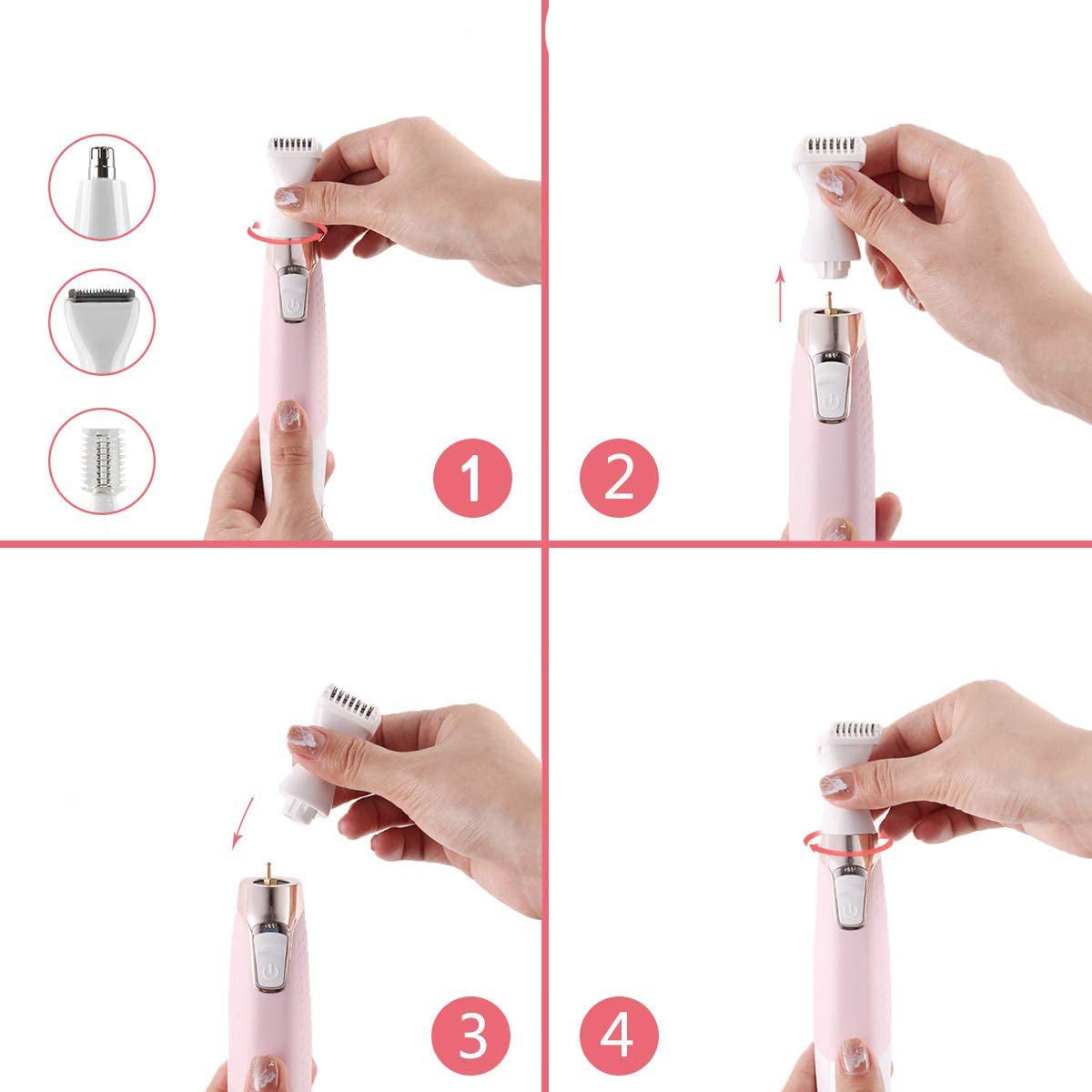 5 in 1 Electric Lady Shaver Eyebrow Trimmer Armpit Hair Leg Hair Scraper Hair Remover - 2 desire