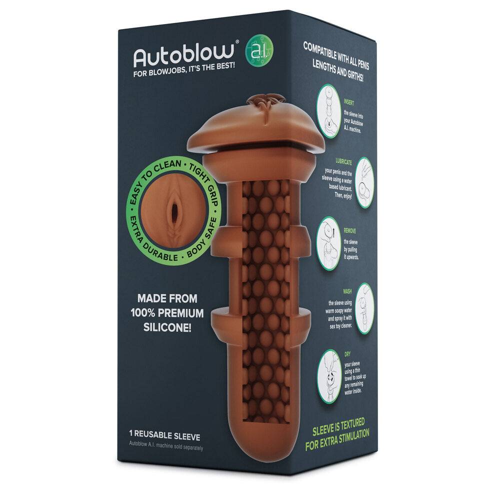 Autoblow A.I Reusable Vagina Sleeve Flesh Brown - 2 desire