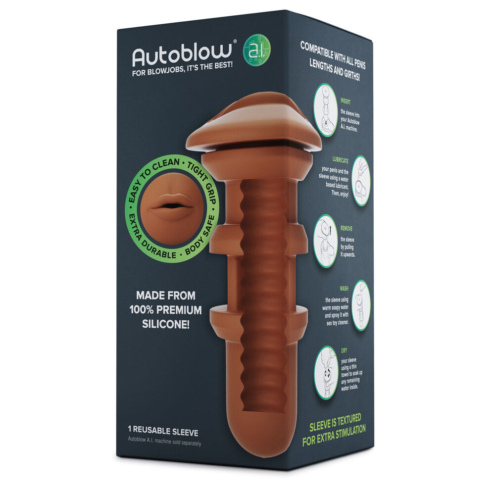 Autoblow A.I Reusable Mouth Sleeve Flesh Brown - 2 desire