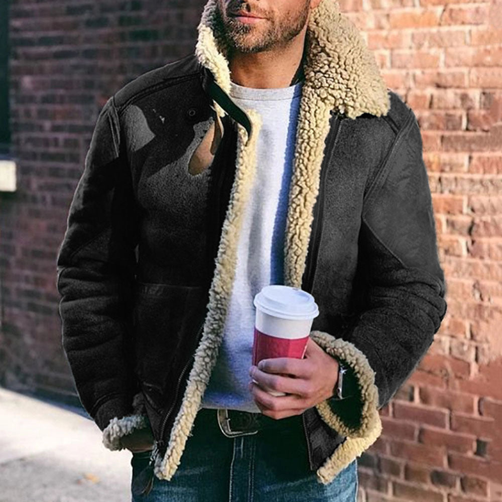 Faux Leather Men's Winter Warm Jacket - 2 desire