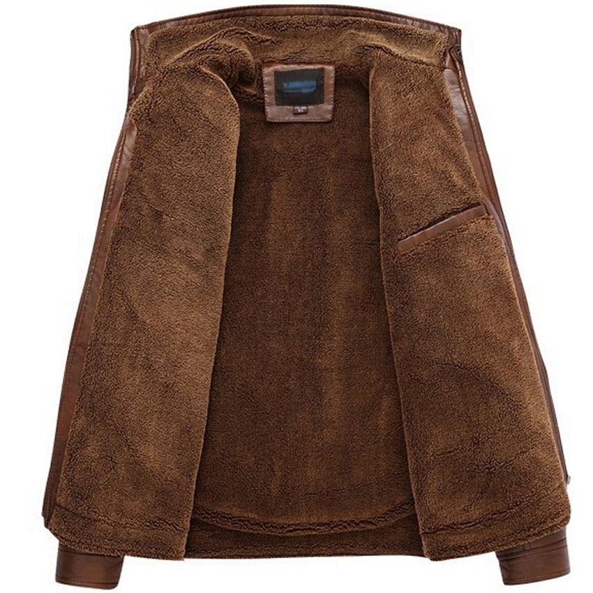 Men's Faux Leather Winter Jacket - 2 desire