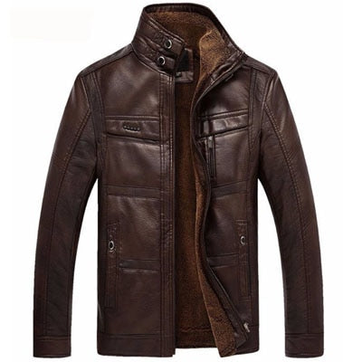 Men's Faux Leather Winter Jacket - 2 desire