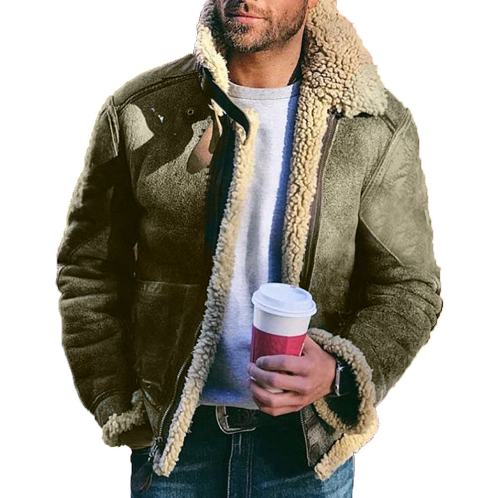 Faux Leather Men's Winter Warm Jacket - 2 desire