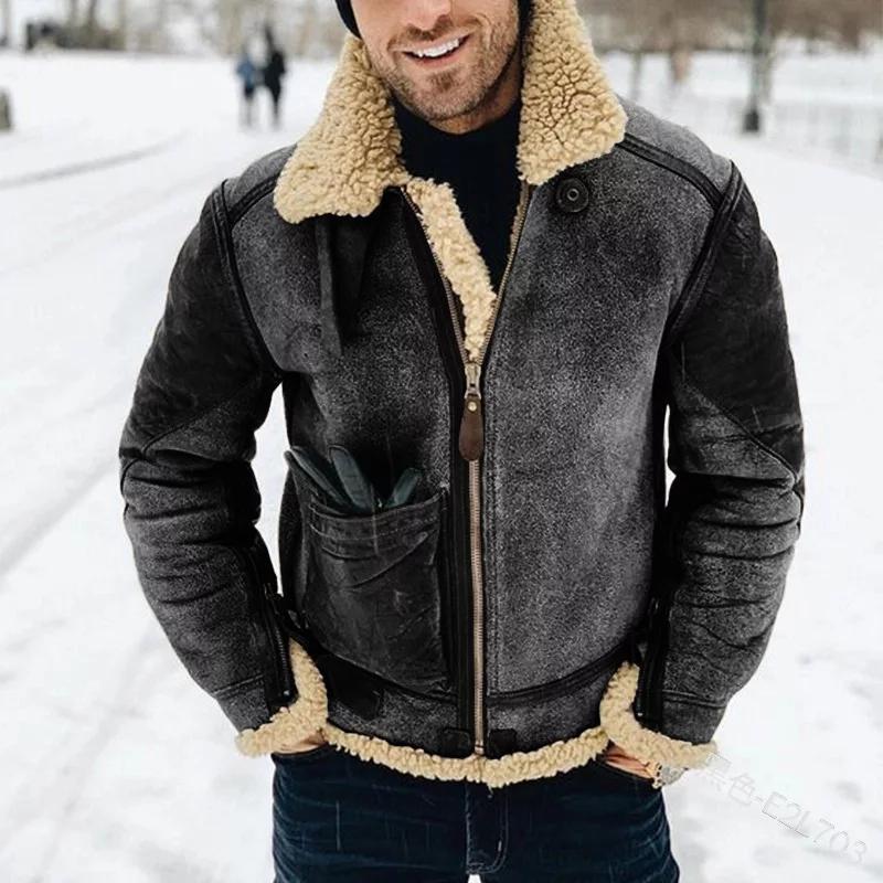 Faux Leather Men's Winter Warm Jacket - 2 desire