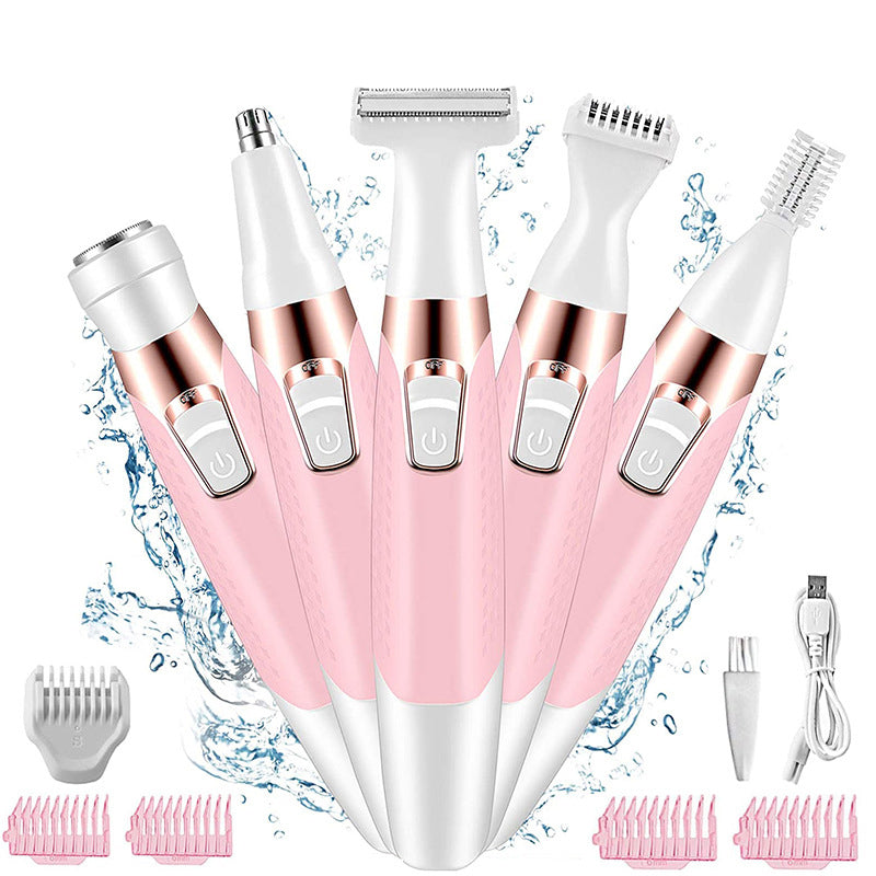 5 in 1 Electric Lady Shaver Eyebrow Trimmer Armpit Hair Leg Hair Scraper Hair Remover - 2 desire