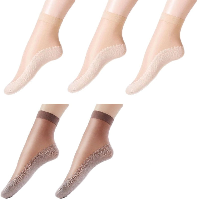 Women's Breathable Transparent Thin Socks 5 Pair - 2 desire
