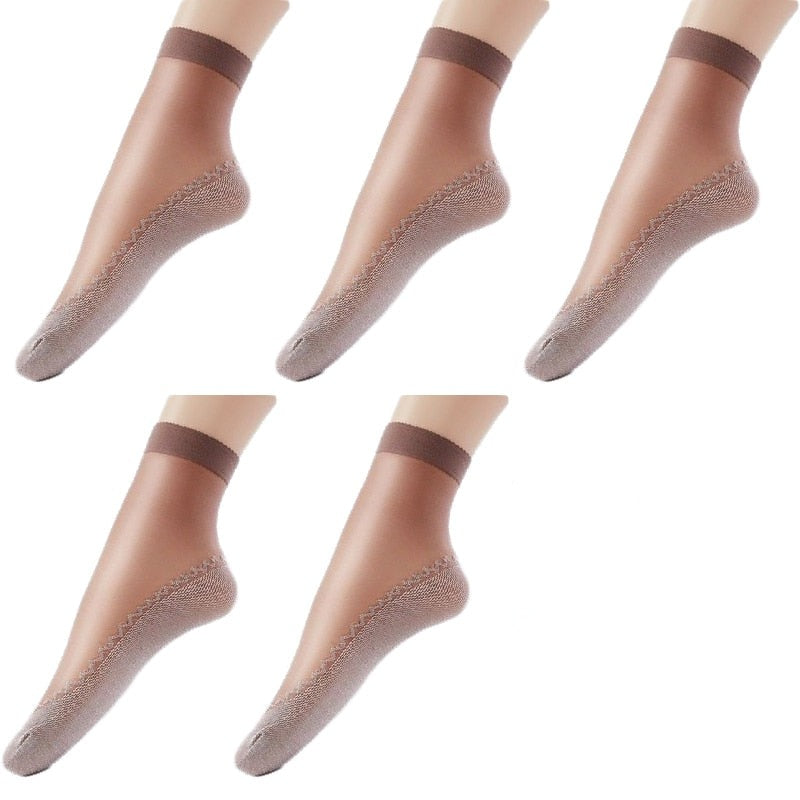 Women's Breathable Transparent Thin Socks 5 Pair - 2 desire