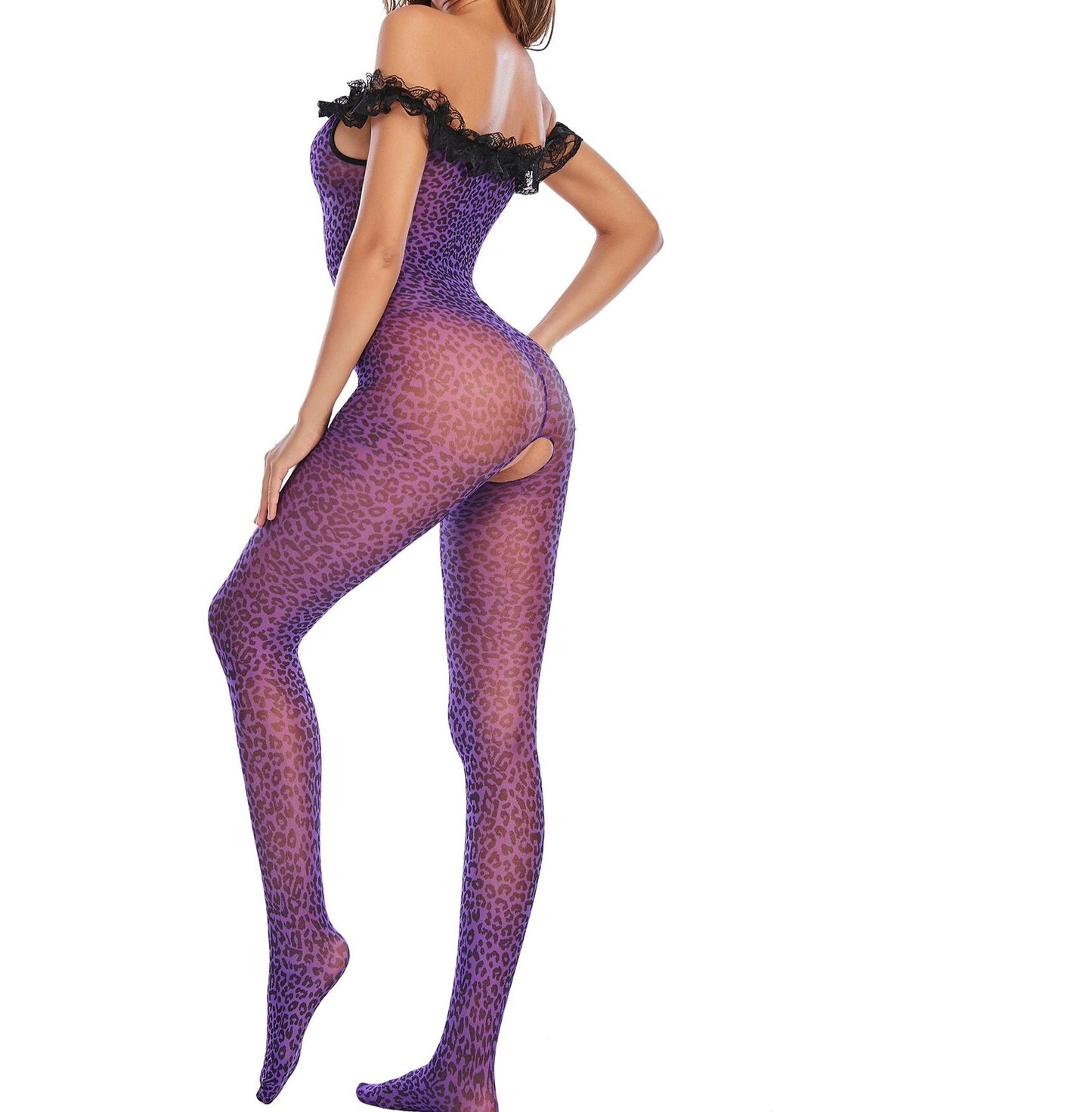 Sexy Purple Leopard Bodystocking - 2 desire