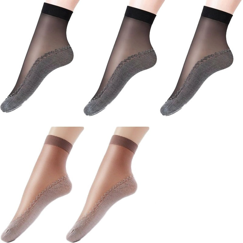 Women's Breathable Transparent Thin Socks 5 Pair - 2 desire