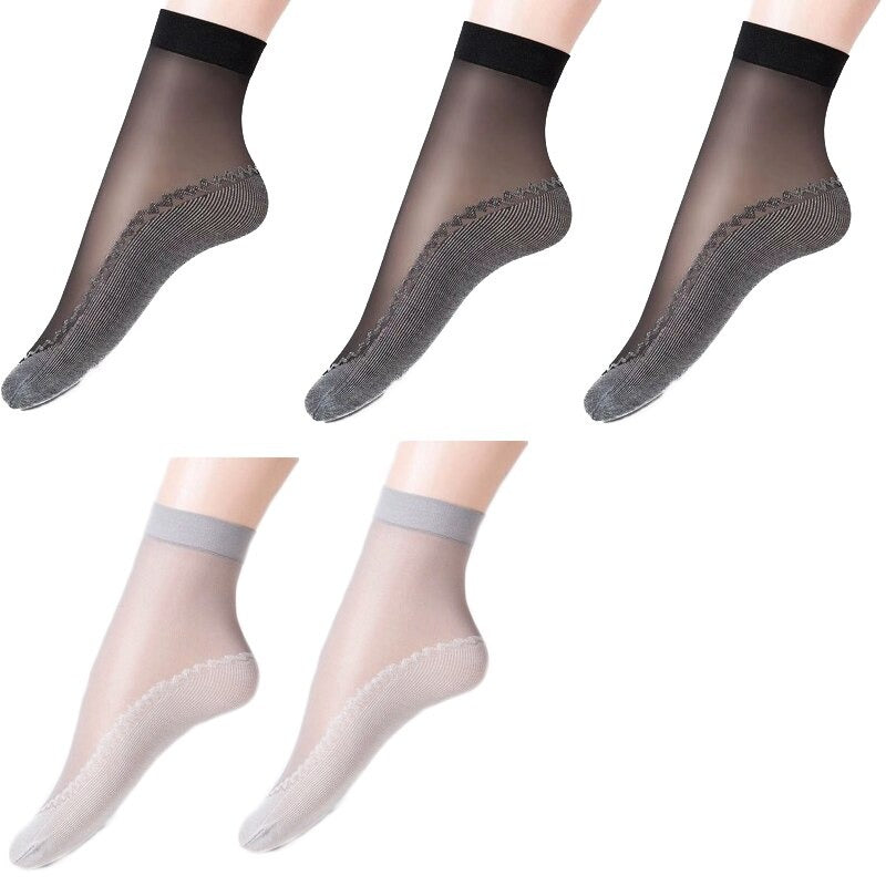 Women's Breathable Transparent Thin Socks 5 Pair - 2 desire