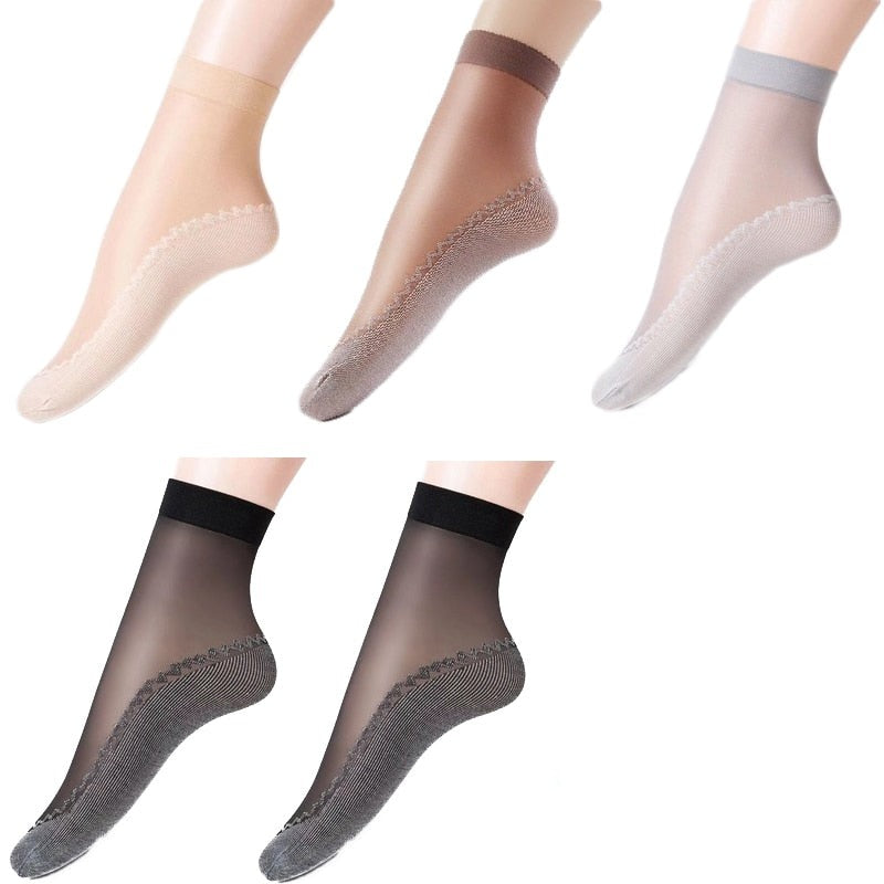 Women's Breathable Transparent Thin Socks 5 Pair - 2 desire
