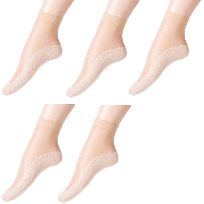 Women's Breathable Transparent Thin Socks 5 Pair - 2 desire