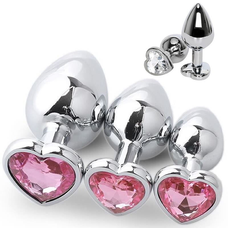 3 Size Heart Butt Plug Stainless Steel - 2 desire