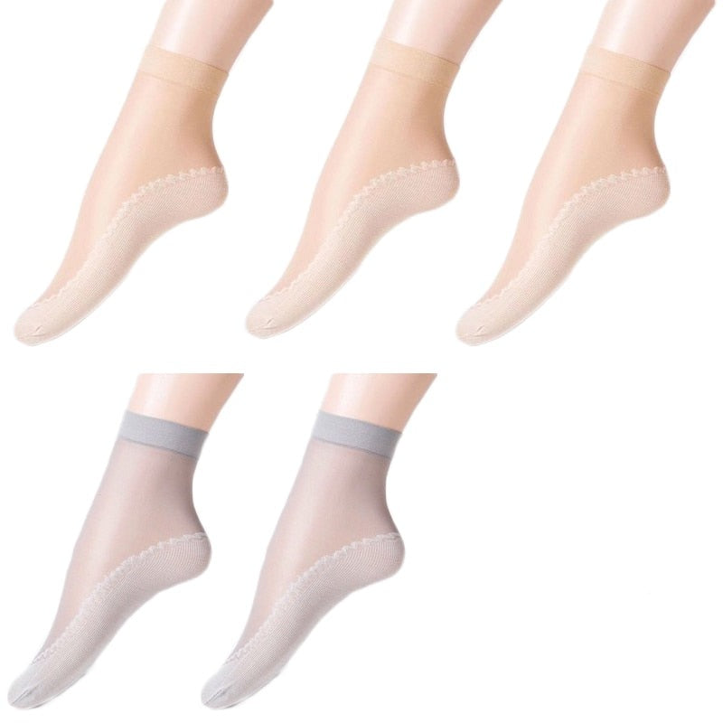 Women's Breathable Transparent Thin Socks 5 Pair - 2 desire