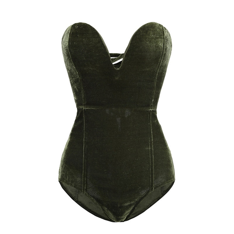 Casual Sleeveless Strapless Bodysuit