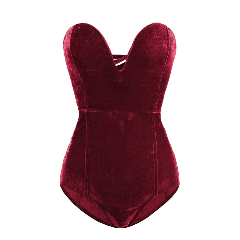 Casual Sleeveless Strapless Bodysuit