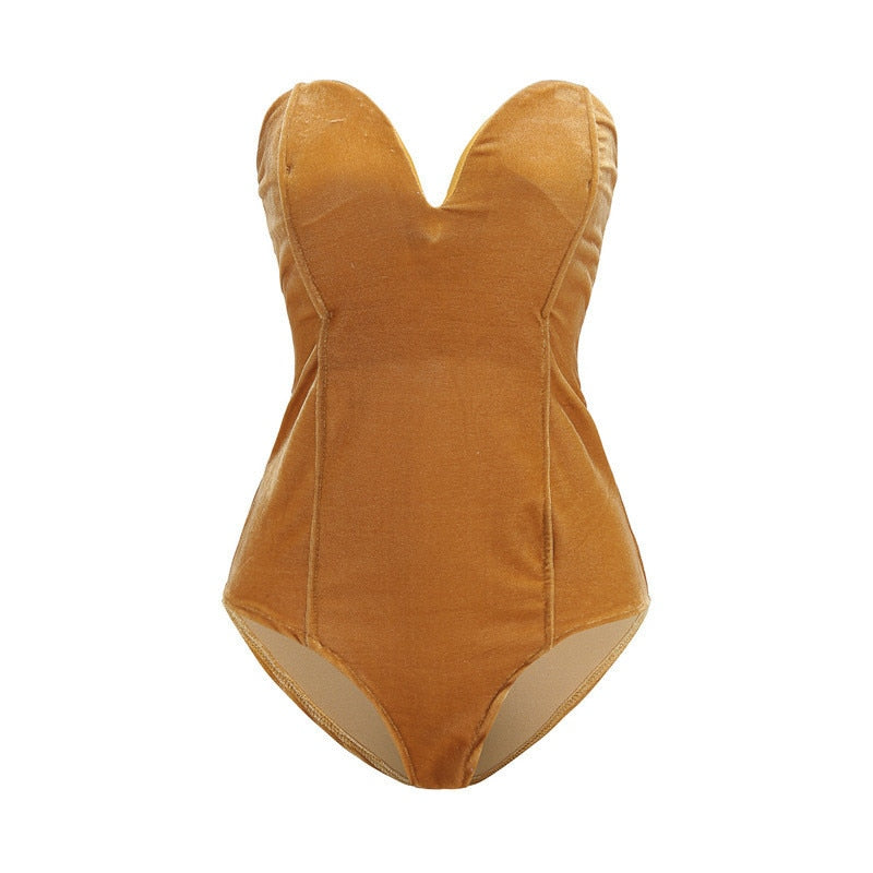 Casual Sleeveless Strapless Bodysuit