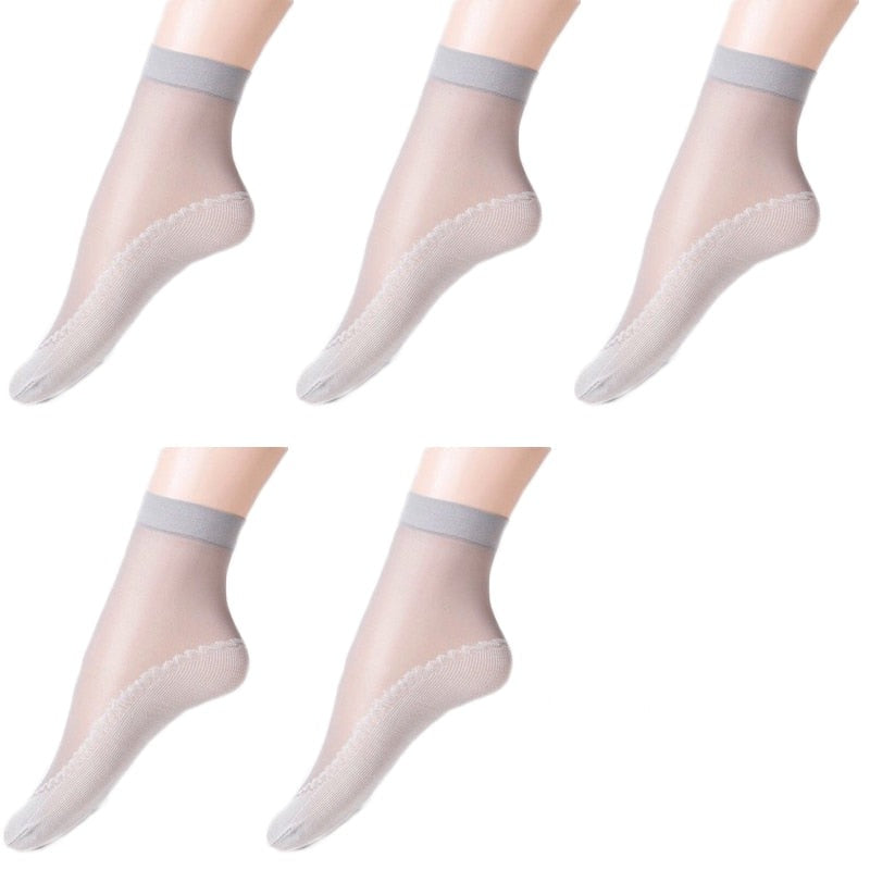 Women's Breathable Transparent Thin Socks 5 Pair - 2 desire