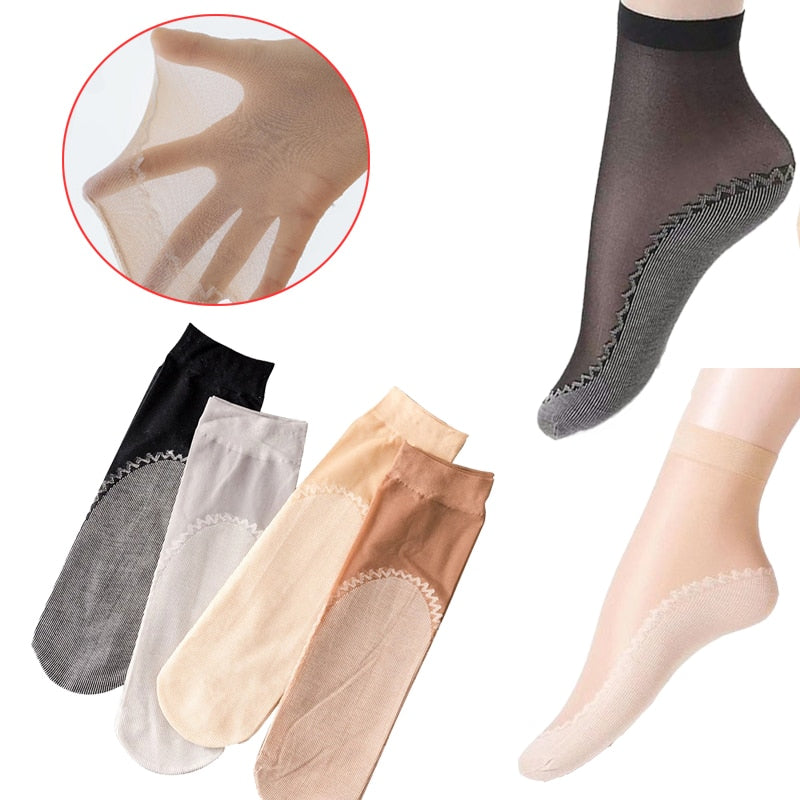 Women's Breathable Transparent Thin Socks 5 Pair - 2 desire