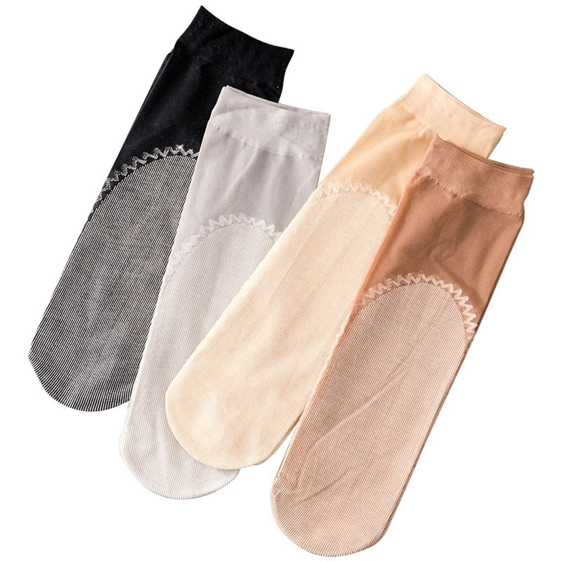 Women's Breathable Transparent Thin Socks 5 Pair - 2 desire