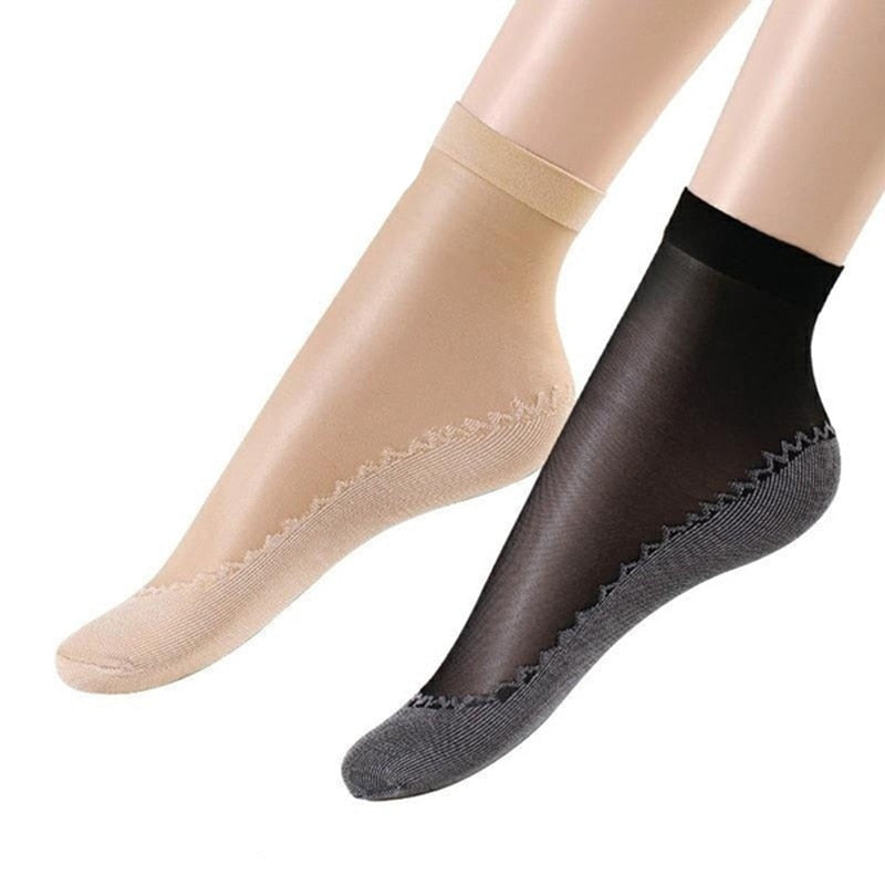 Women's Breathable Transparent Thin Socks 5 Pair - 2 desire
