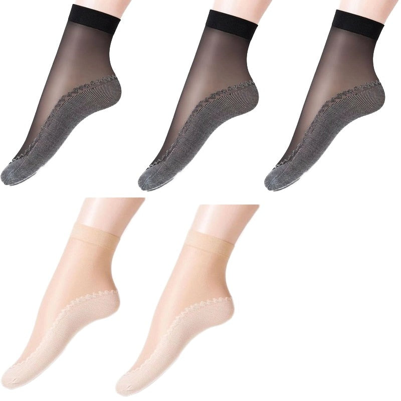 Women's Breathable Transparent Thin Socks 5 Pair - 2 desire