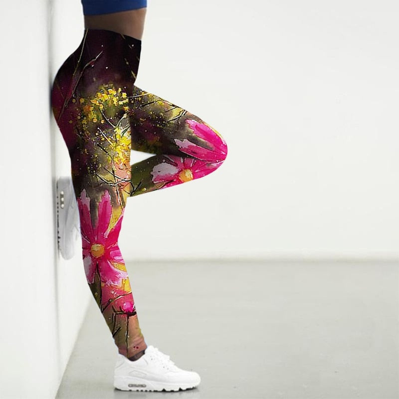 Women's Printed Gym Leggings - 2 desire