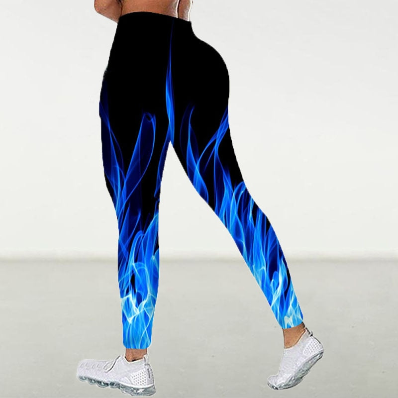 Women's Flame Printed Gym Leggings - 2 desire