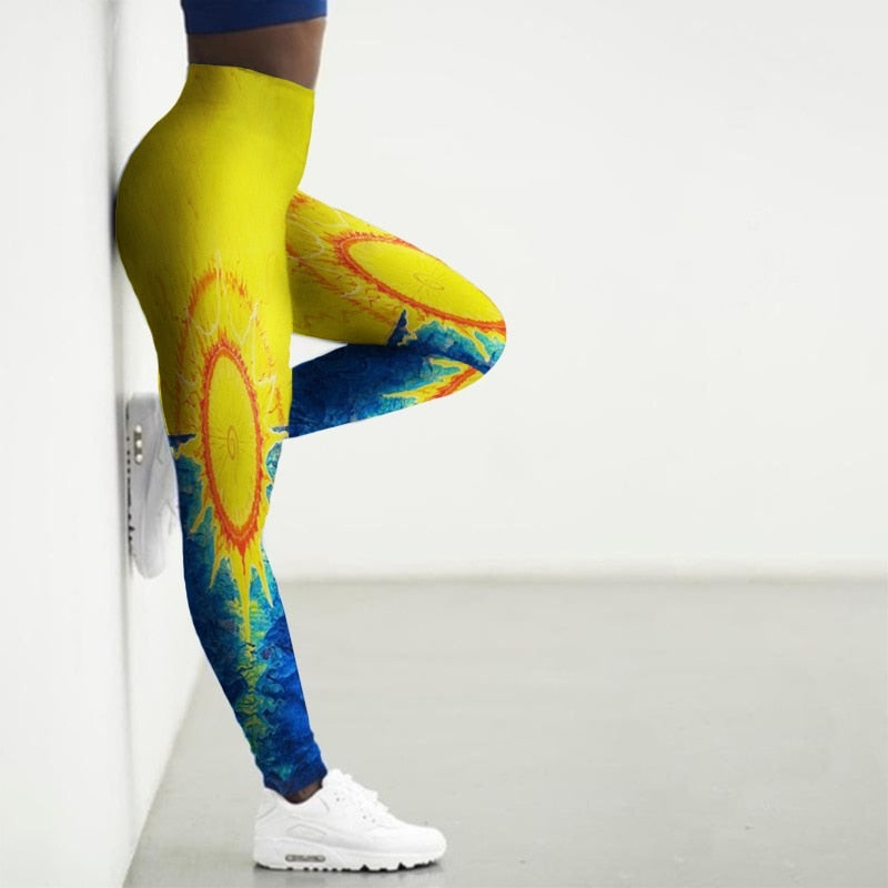 Women's Printed Gym Leggings - 2 desire