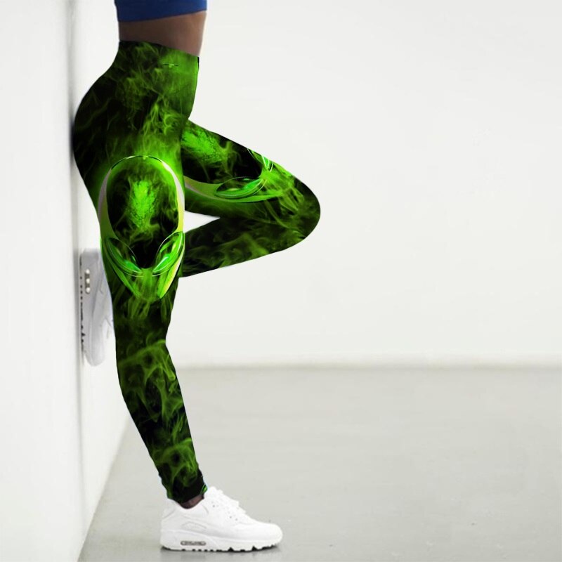Women's Flame Printed Gym Leggings - 2 desire
