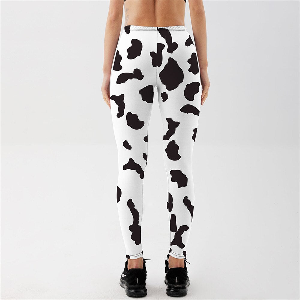 Women's Cow Printed Gym Leggins - 2 desire
