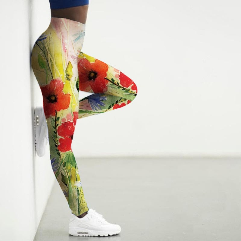 Women's Printed Gym Leggings - 2 desire