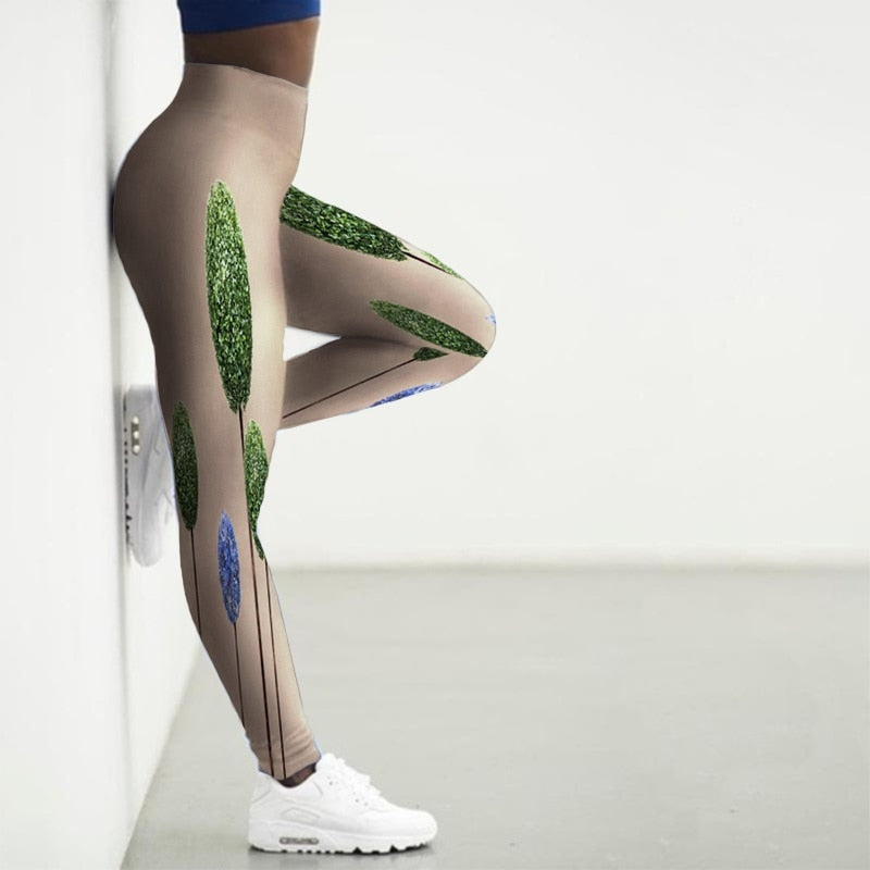 Women's Printed Gym Leggings - 2 desire