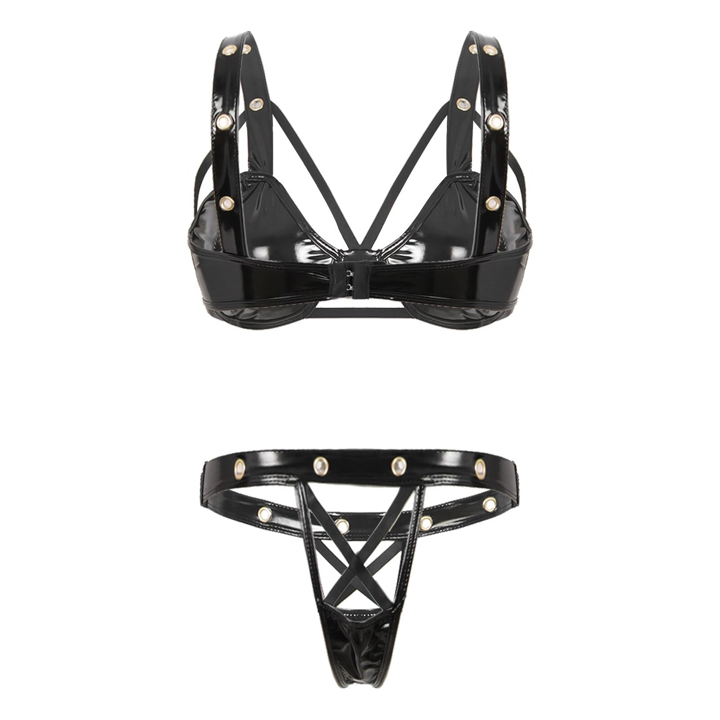 Mia Wet Look Lingerie Set - 2 desire