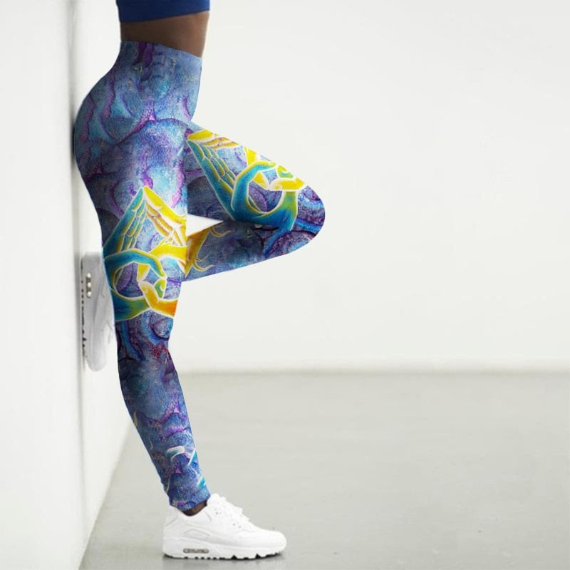 Women's Flame Printed Gym Leggings - 2 desire