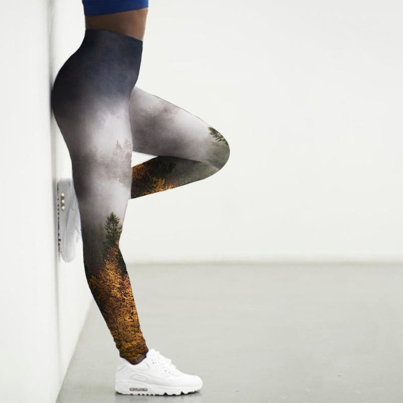 Women's Printed Gym Leggings - 2 desire