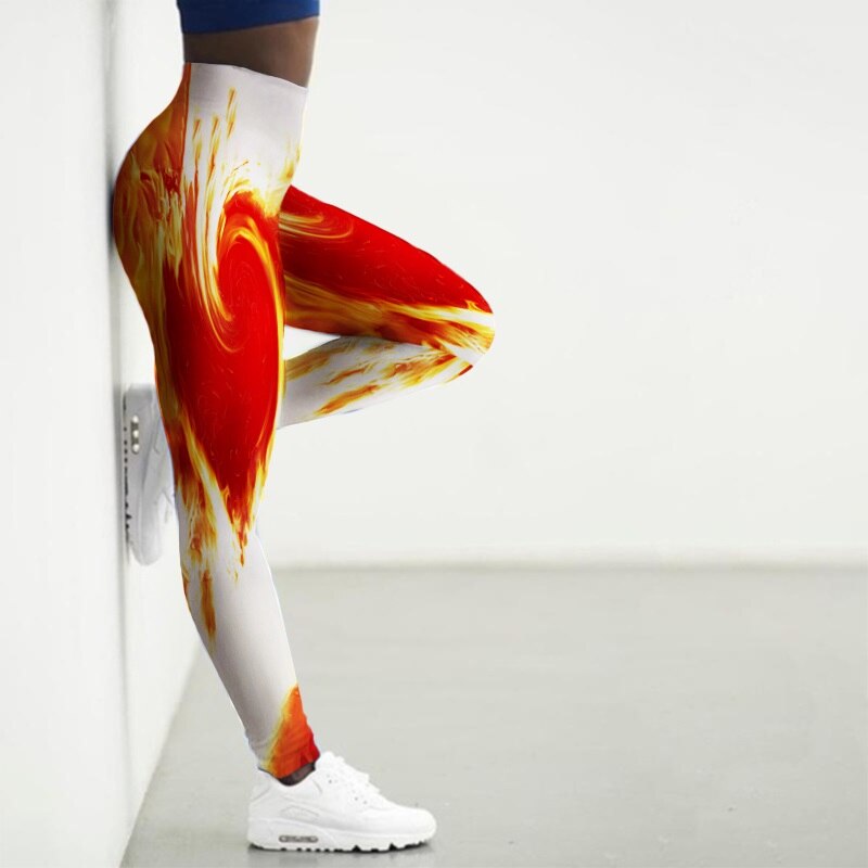 Women's Flame Printed Gym Leggings - 2 desire