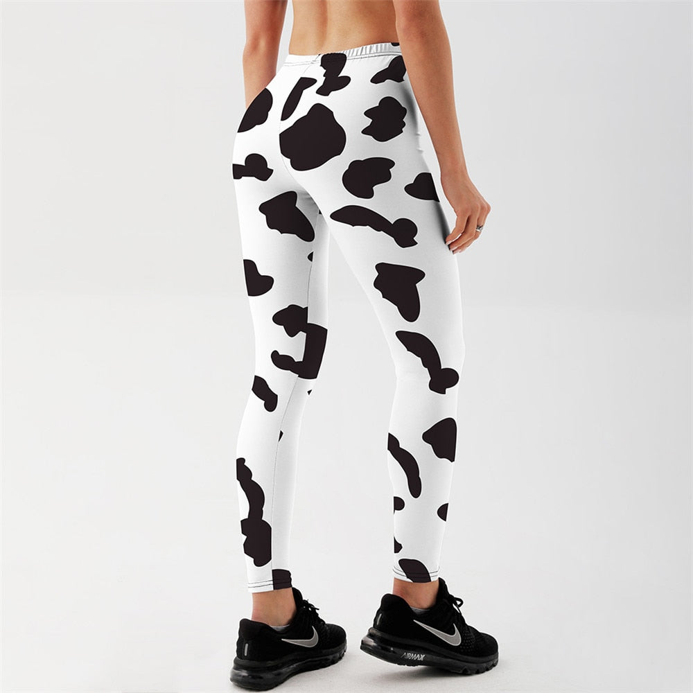 Women's Cow Printed Gym Leggins - 2 desire