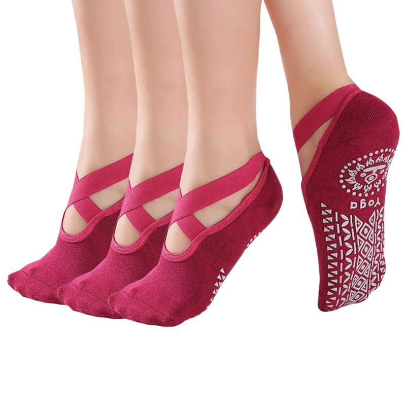 Ladies Anti Slip Yoga Socks 3 Pieces - 2 desire